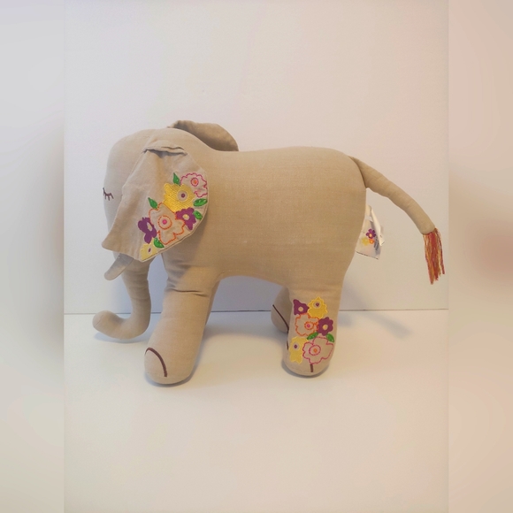 100%Cotton Embroidered Elephant Stuffed Toy - Picture 3 of 9